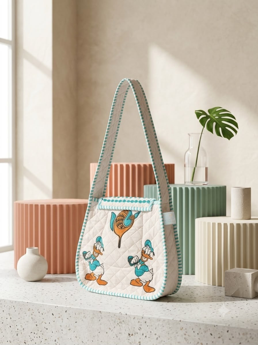 Block Printed Quilted Cotton Shoulder Bag
