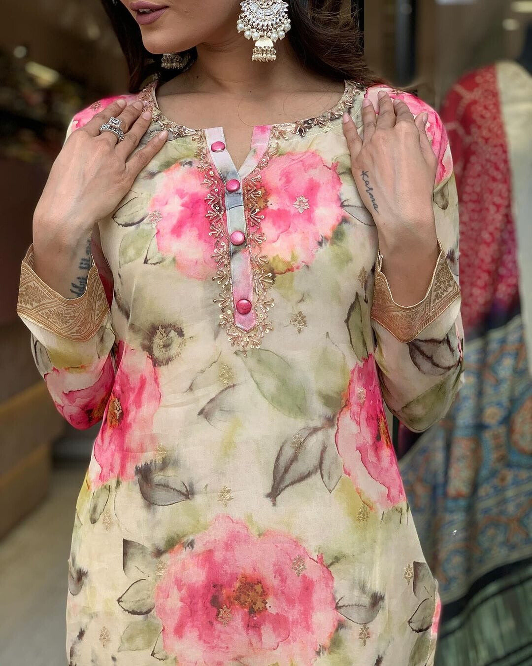 Embroidered Jacquard Suit Set with Dupatta