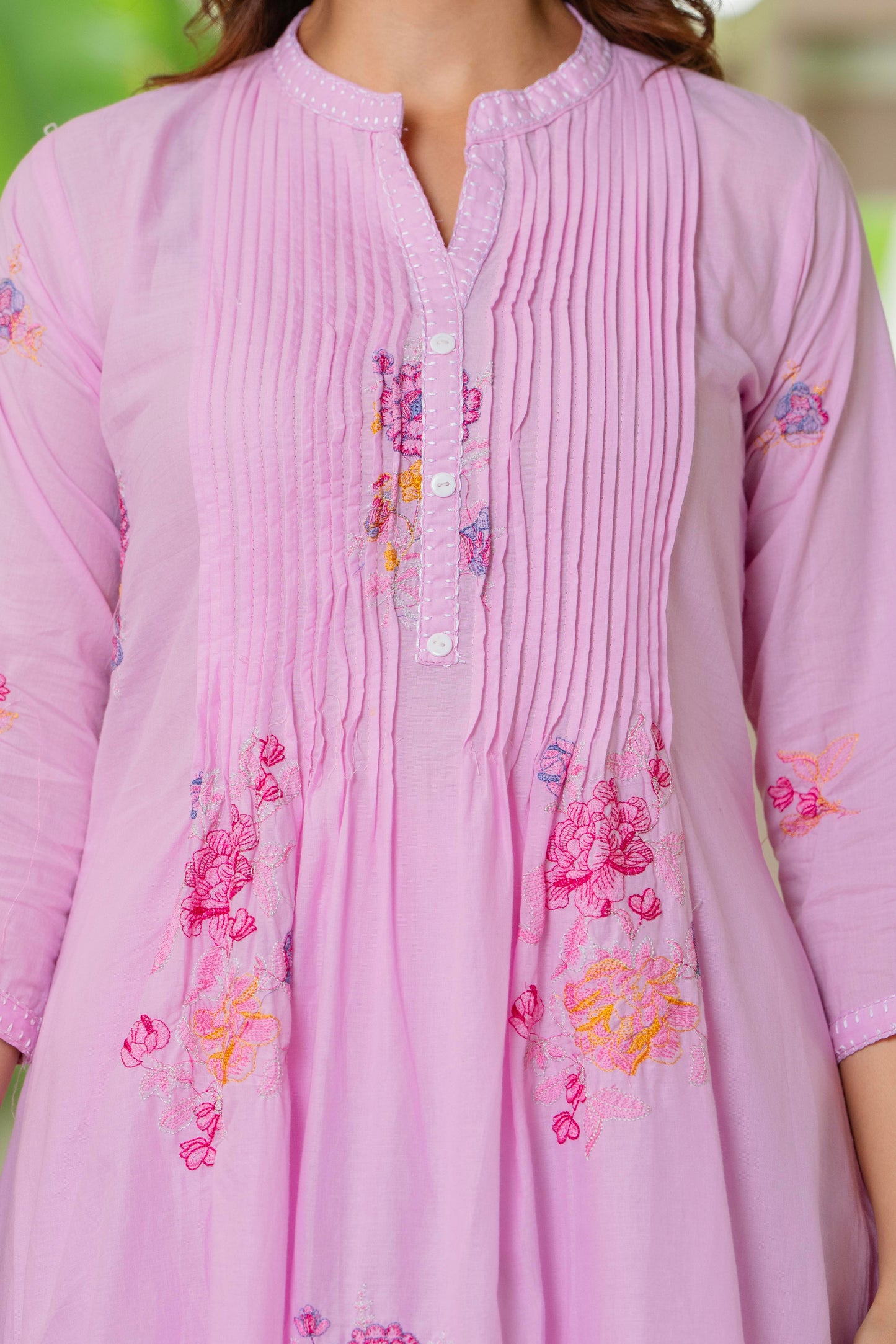 Pink Embroidered Printx Work Cotton Co-Ord Set