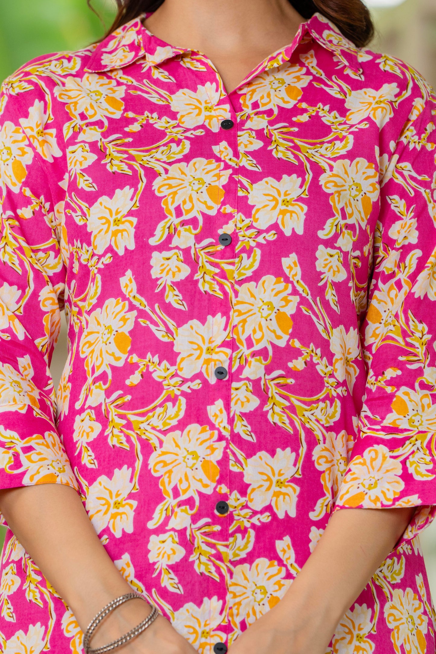 Pink Floral Printed Rayon Co-Ord Set