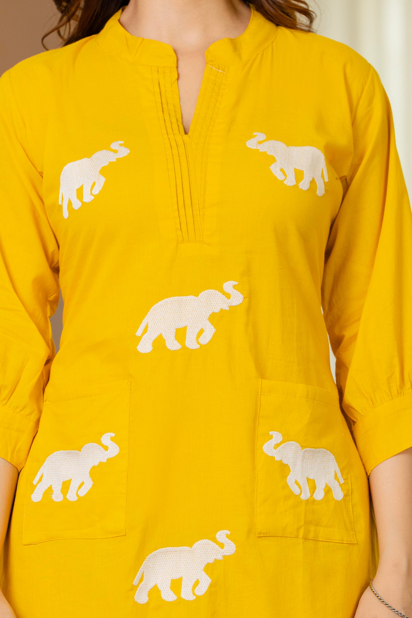 Yellow Embroidered Cotton Co-Ord Set