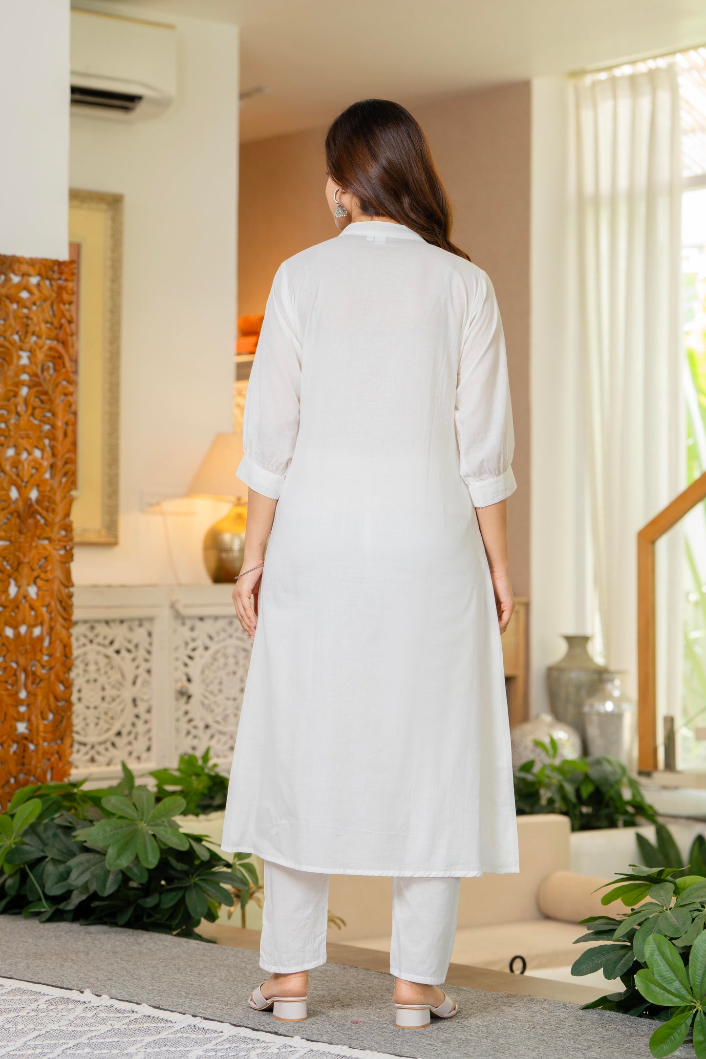 White Embroidered Cotton Co-Ord Set