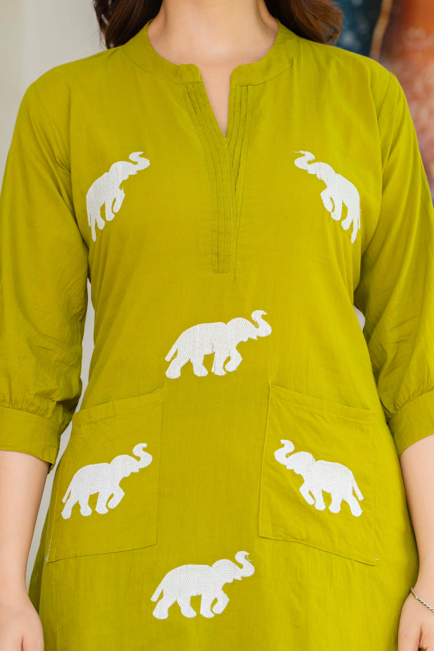 Green Embroidered Cotton Co-Ord Set