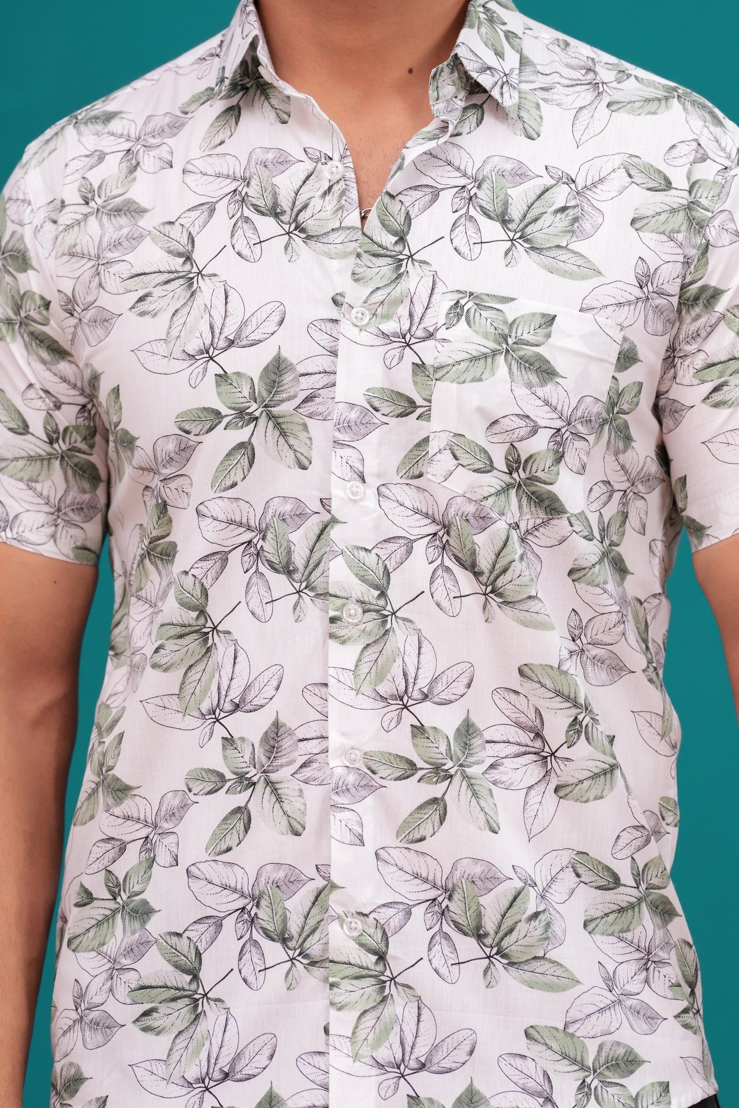 FLOWER PRINTED CASUAL HALF SLEEVES SHIRT