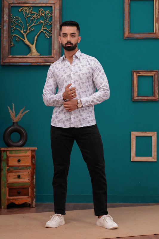 Classic Slim Fit Floral Printed Casual Shirt
