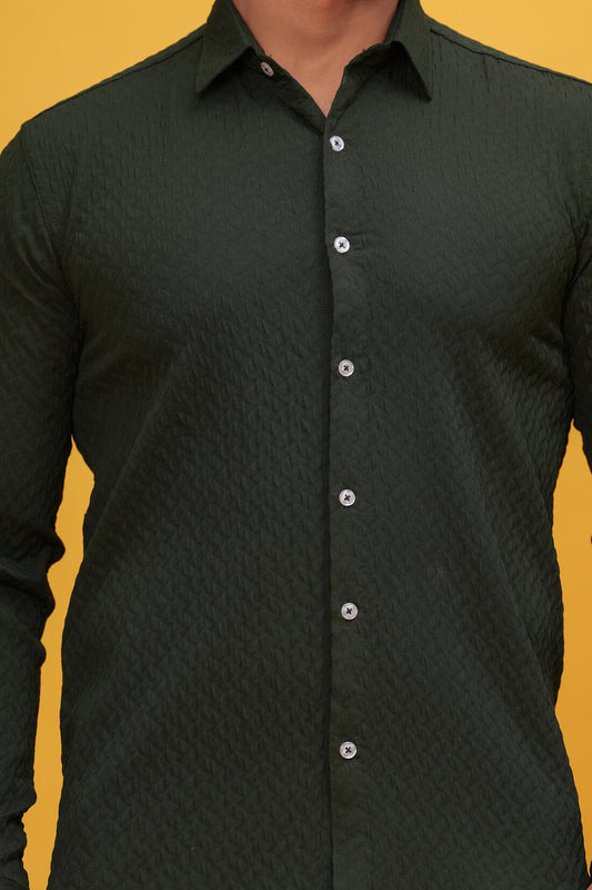 GREEN ZEUS TEXTURE CASUAL SHIRT