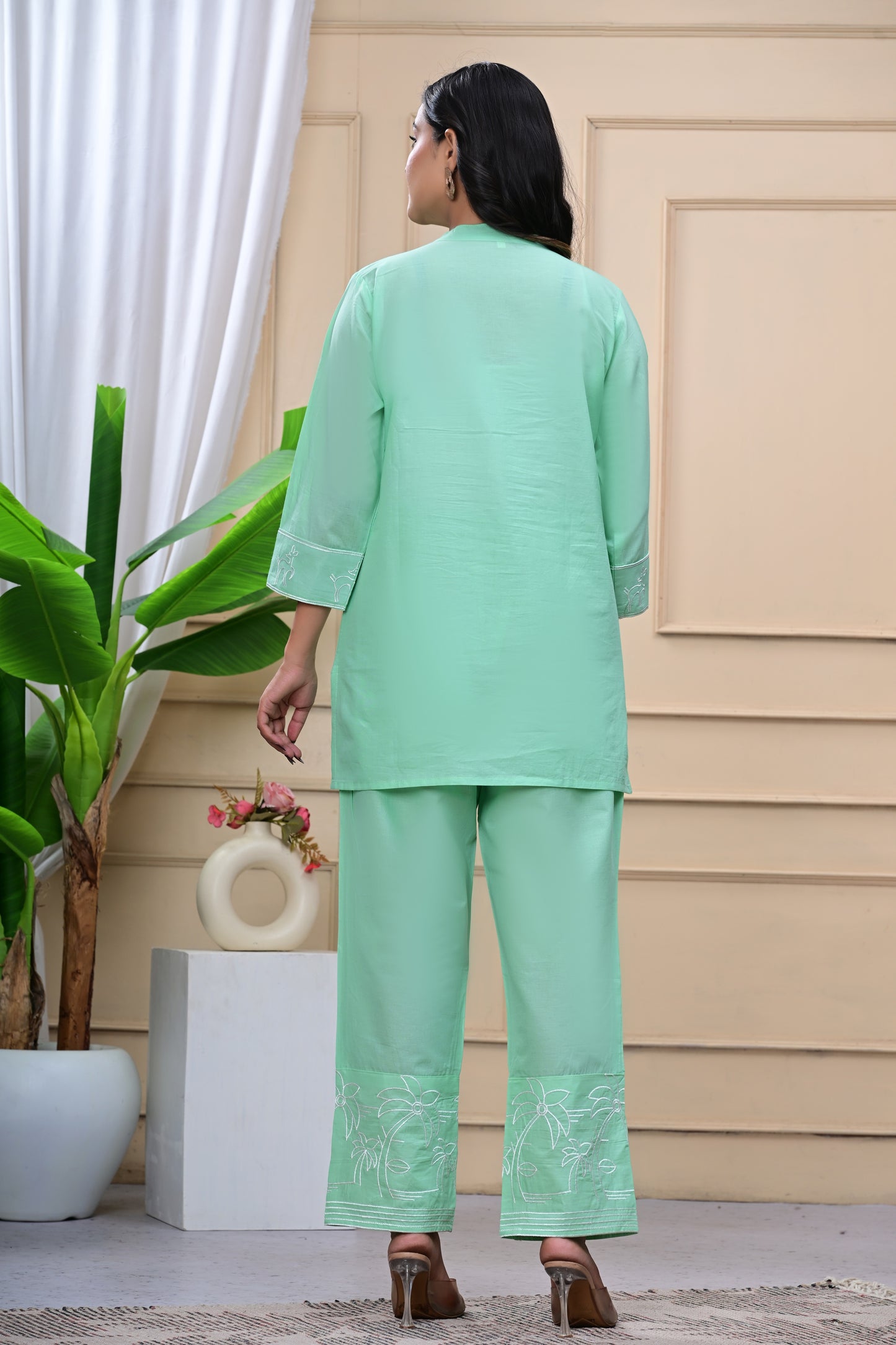 Magic Mint Embroidered Cotton Co-Ord Set