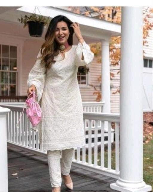 Off White Chikankari Kurta and Pant