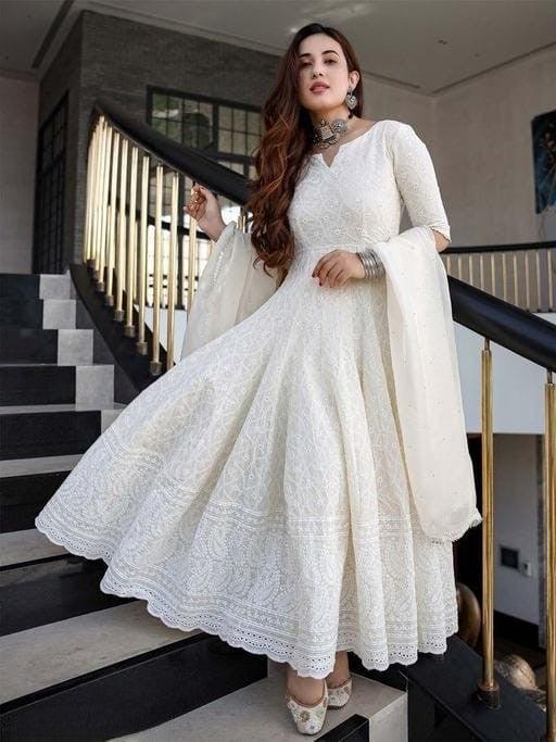 Off white anarkali suits best sale