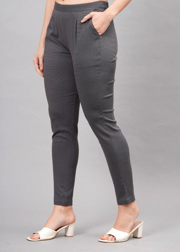 Dark Grey Stretchable Cotton Pant