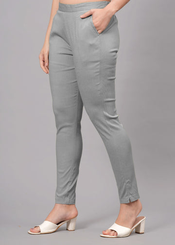 Grey Stretchable Cotton Pant