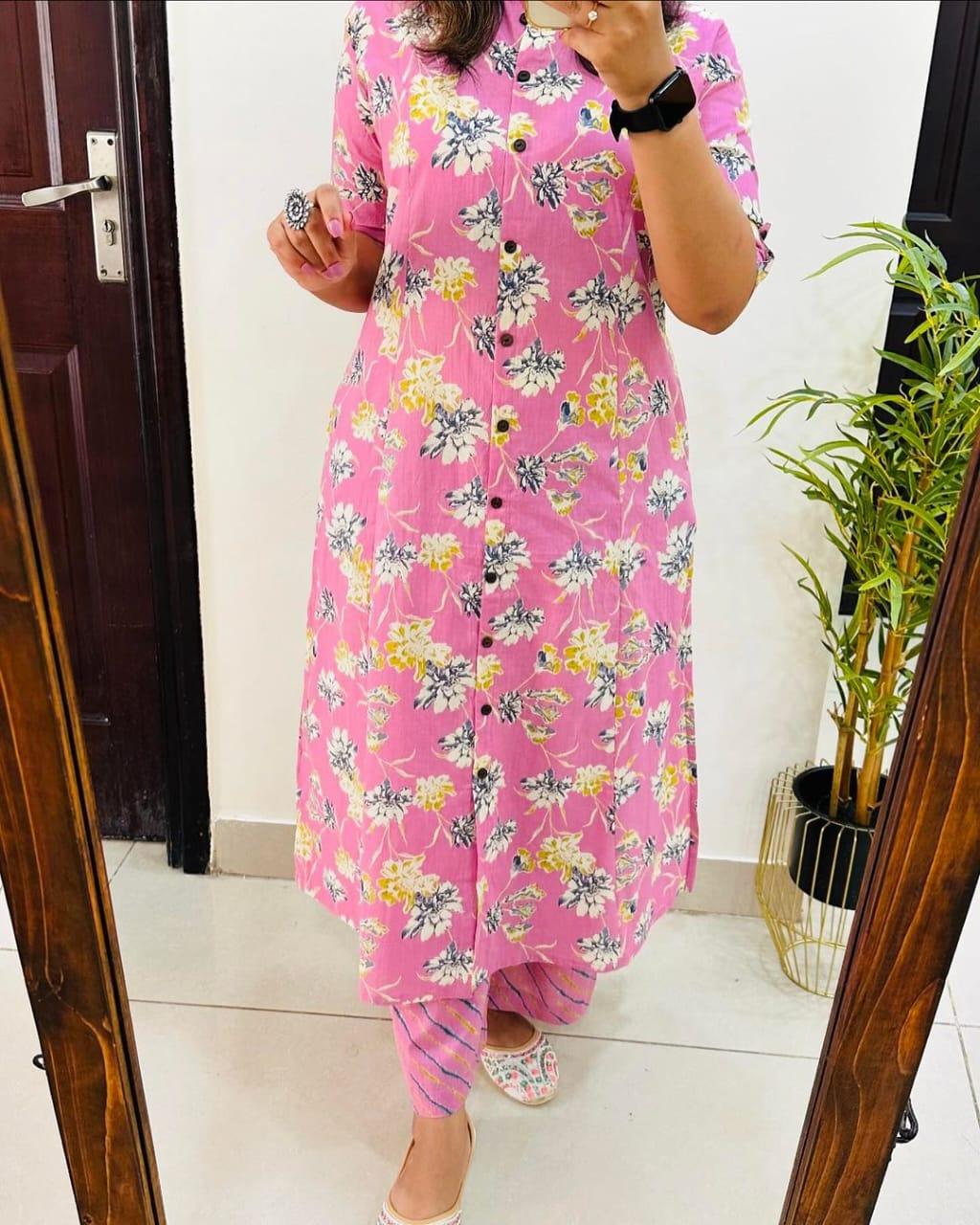 Dull Pink Floral Printed Rayon Co-Ord Set