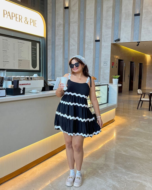 Black Lace Work A Line Western Dress