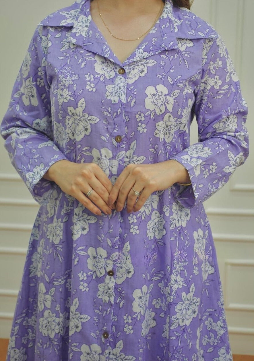 Floral Printed Lavender Purple Co Ord Set
