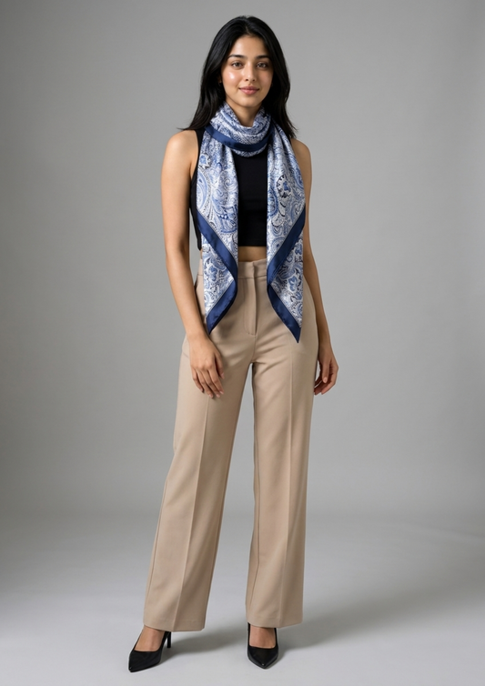 Blue Floral Scarf & Bag Scarf