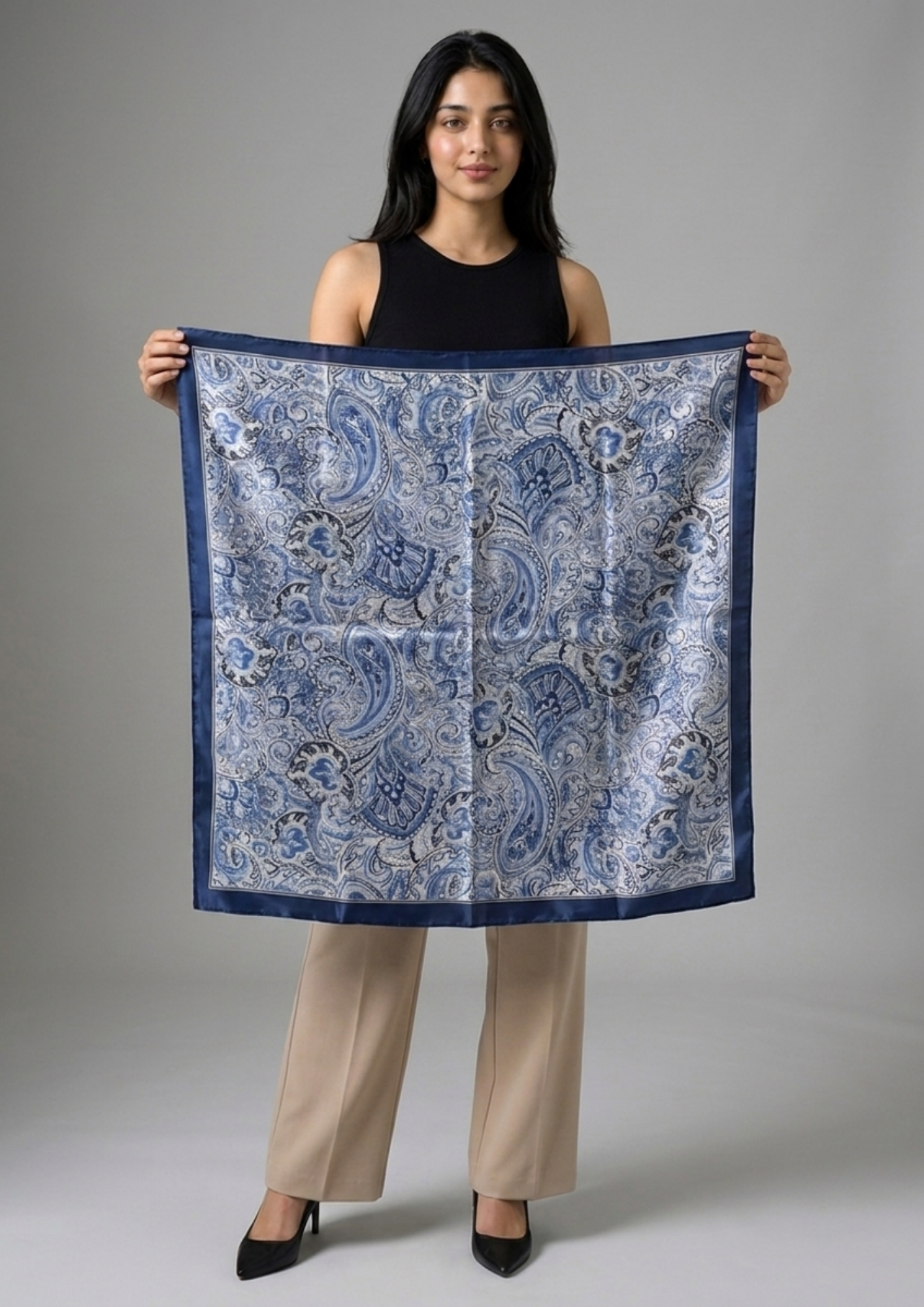 Blue Floral Scarf & Bag Scarf