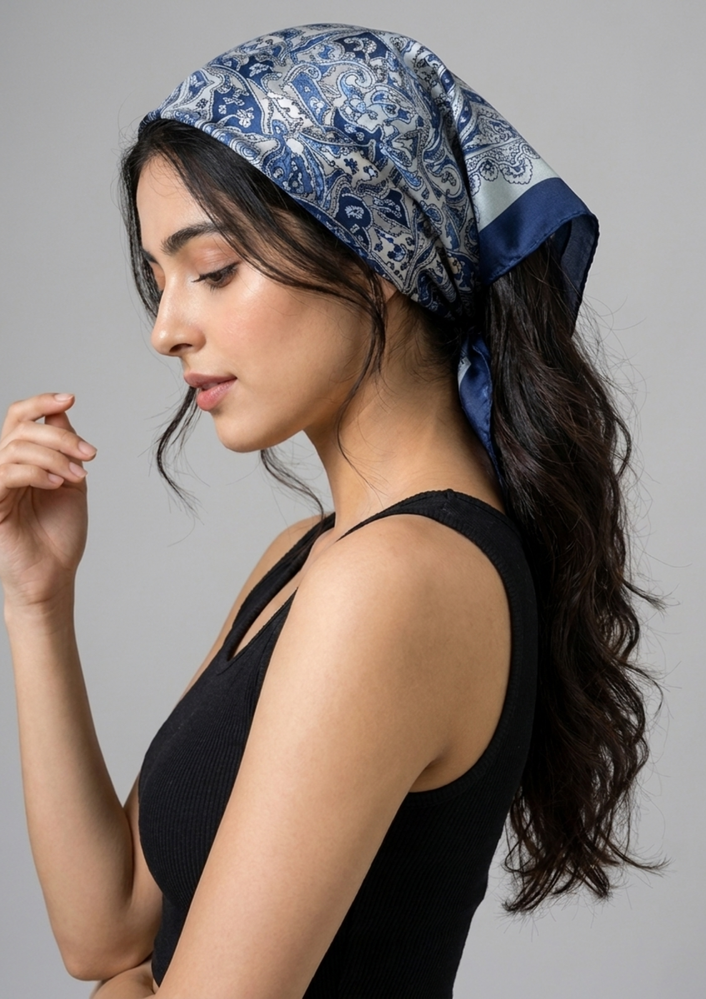 Blue Floral Scarf & Bag Scarf