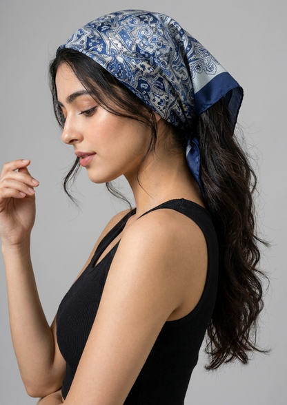 Blue Floral Scarf & Bag Scarf