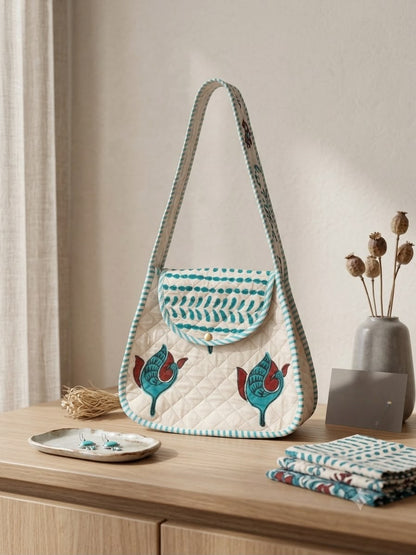 Block Printed Quilted Cotton Shoulder Bag