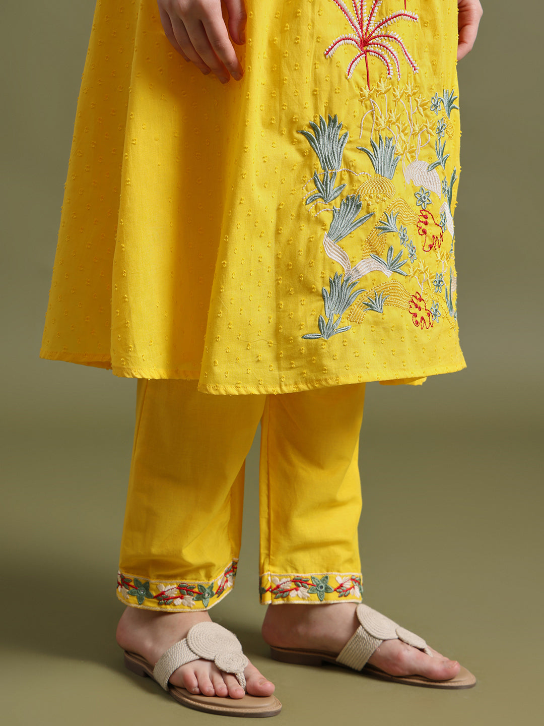 Yellow Embroidered Ram Boota Kurta and Pant Set with Dupatta – Style Jaipur