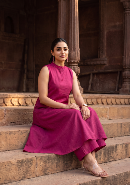 Pink Sleeveless Cotton Co-Ord Set