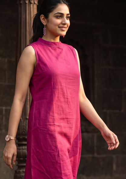 Pink Sleeveless Cotton Co-Ord Set