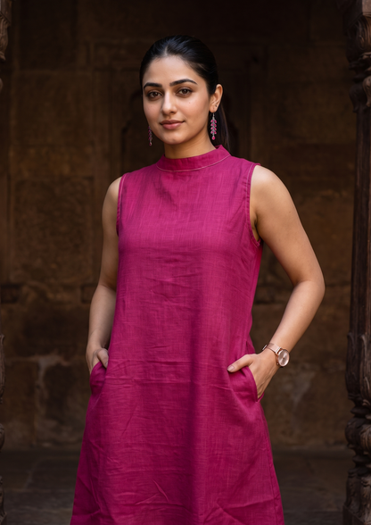 Pink Sleeveless Cotton Co-Ord Set