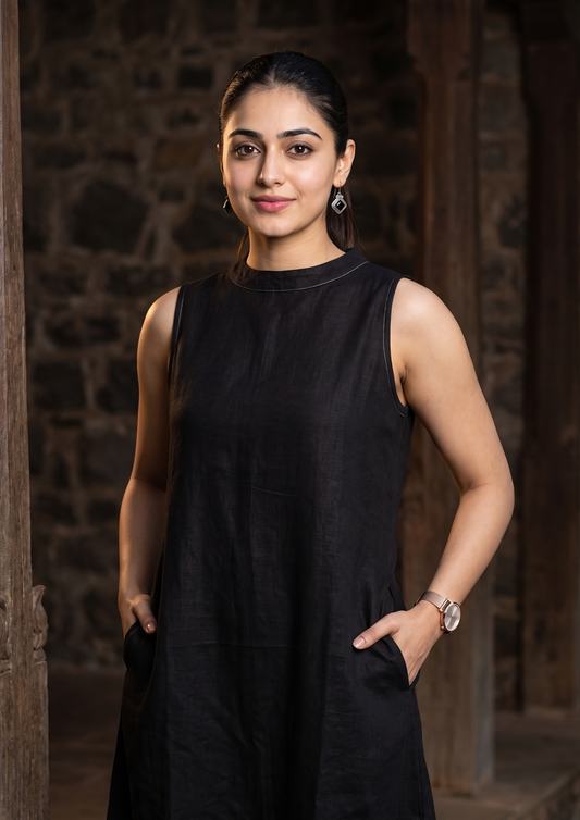 Black Sleeveless Cotton Co-Ord Set
