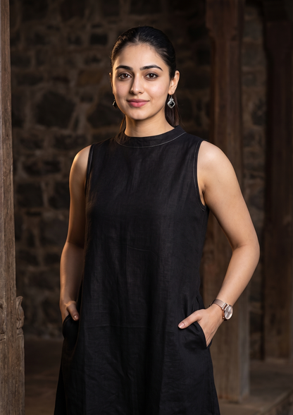 Black Sleeveless Cotton Co-Ord Set