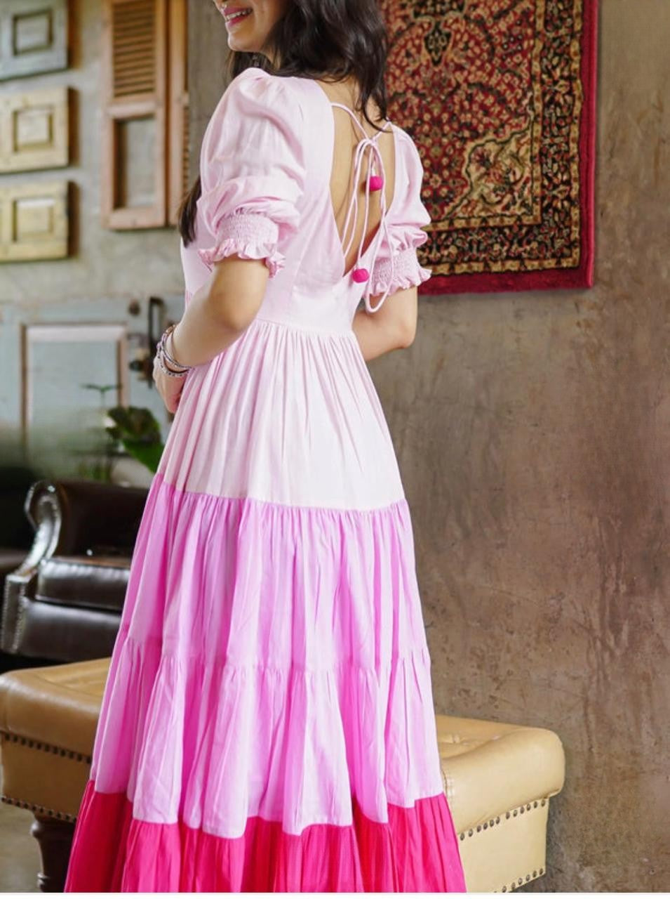 Pink Embellished Rayon Anarkali Gown