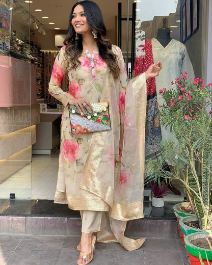 Embroidered Jacquard Suit Set with Dupatta