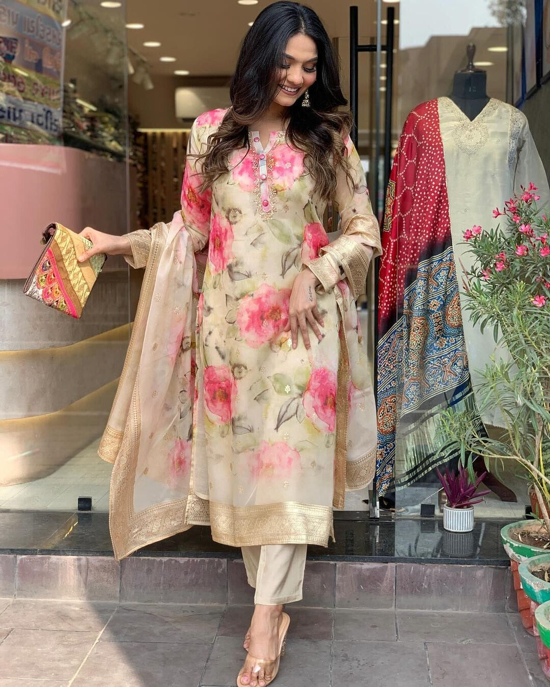 Embroidered Jacquard Suit Set with Dupatta