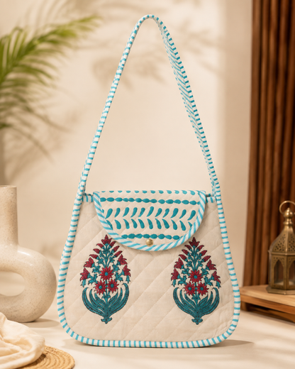 Block Printed Quilted Cotton Shoulder Bag