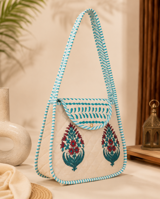 Block Printed Quilted Cotton Shoulder Bag