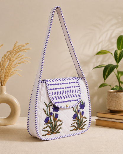 Block Printed Quilted Cotton Shoulder Bag