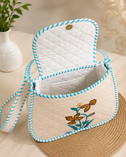Block Printed Quilted Cotton Shoulder Bag