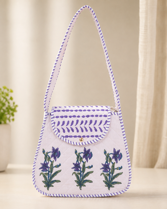 Block Printed Quilted Cotton Shoulder Bag