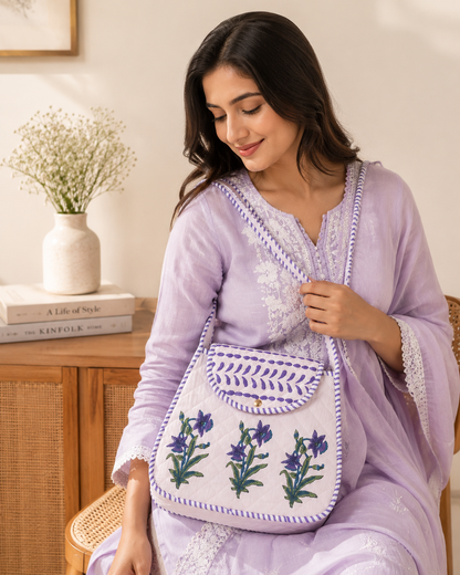 Block Printed Quilted Cotton Shoulder Bag