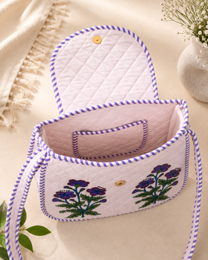 Block Printed Quilted Cotton Shoulder Bag