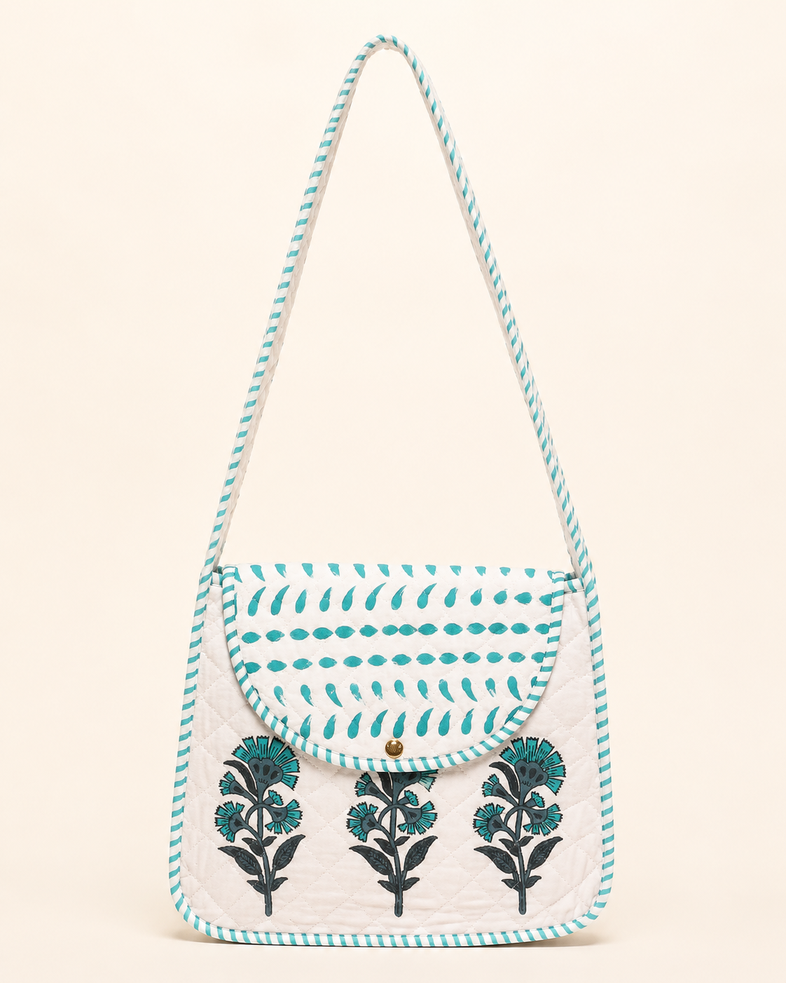 Block Printed Quilted Cotton Shoulder Bag