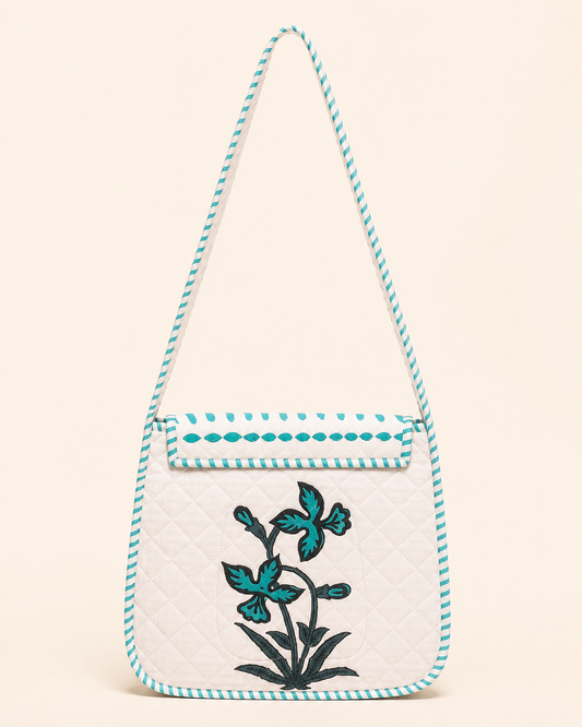 Block Printed Quilted Cotton Shoulder Bag