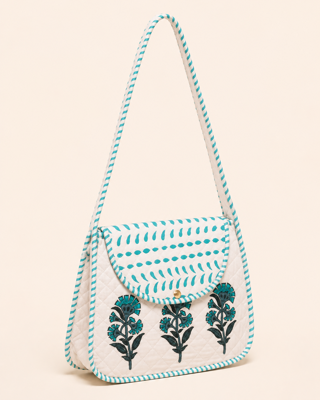 Block Printed Quilted Cotton Shoulder Bag