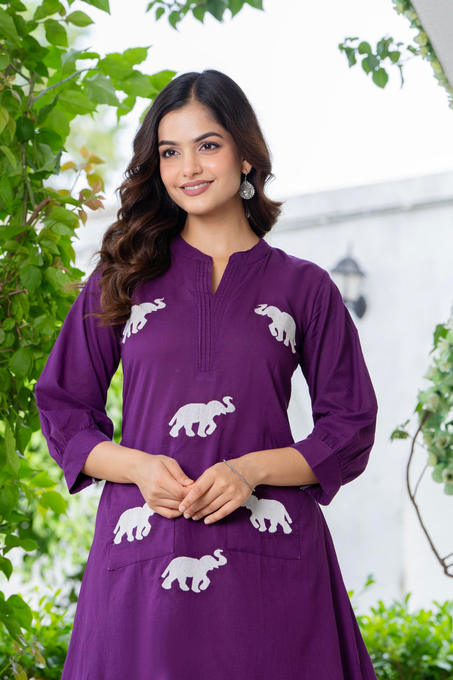 Grape Purple Embroidered Cotton Co-Ord Set