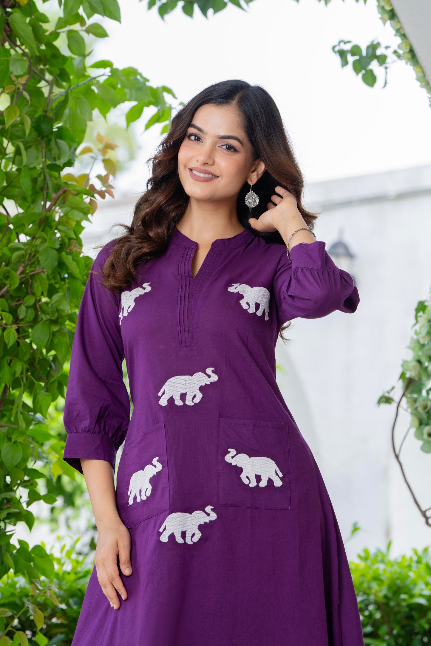 Grape Purple Embroidered Cotton Co-Ord Set