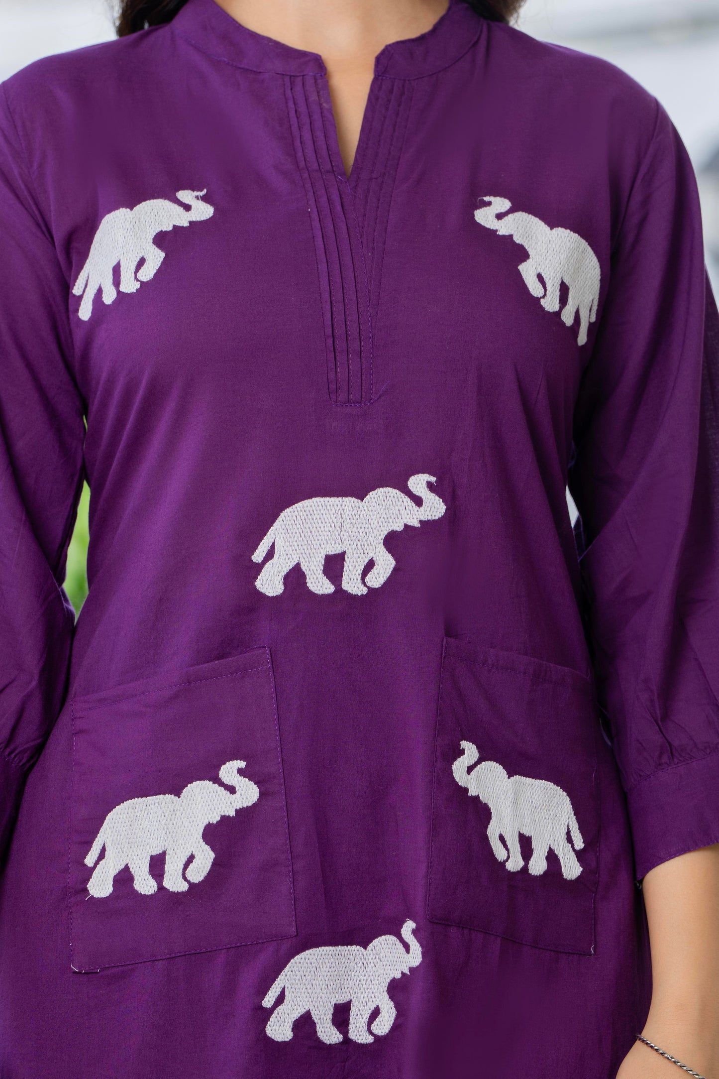 Grape Purple Embroidered Cotton Co-Ord Set