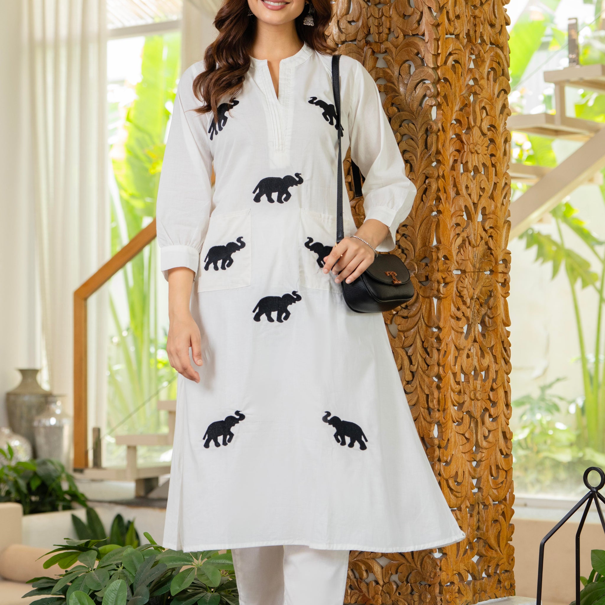 White Embroidered Cotton Co-Ord Set