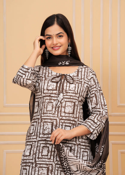 Sequence Hand Work Cotton Suit Set With Printed Dupatta