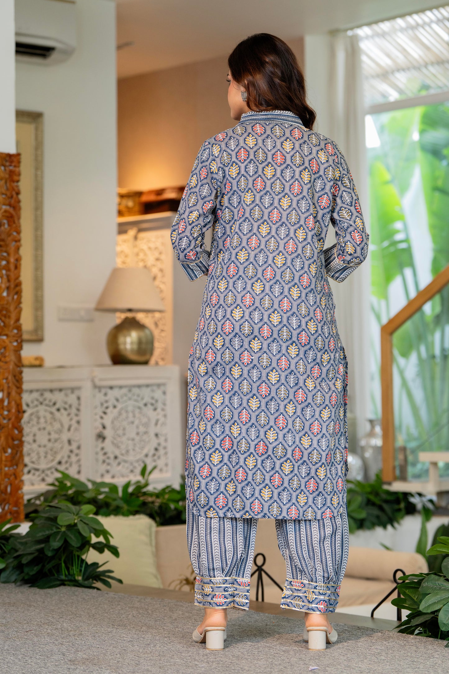 Oslo Grey Embellished Rayon Kurta and Pant Set