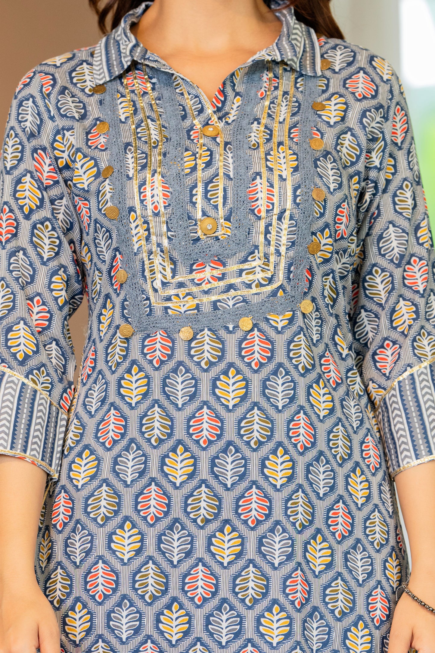 Oslo Grey Embellished Rayon Kurta and Pant Set