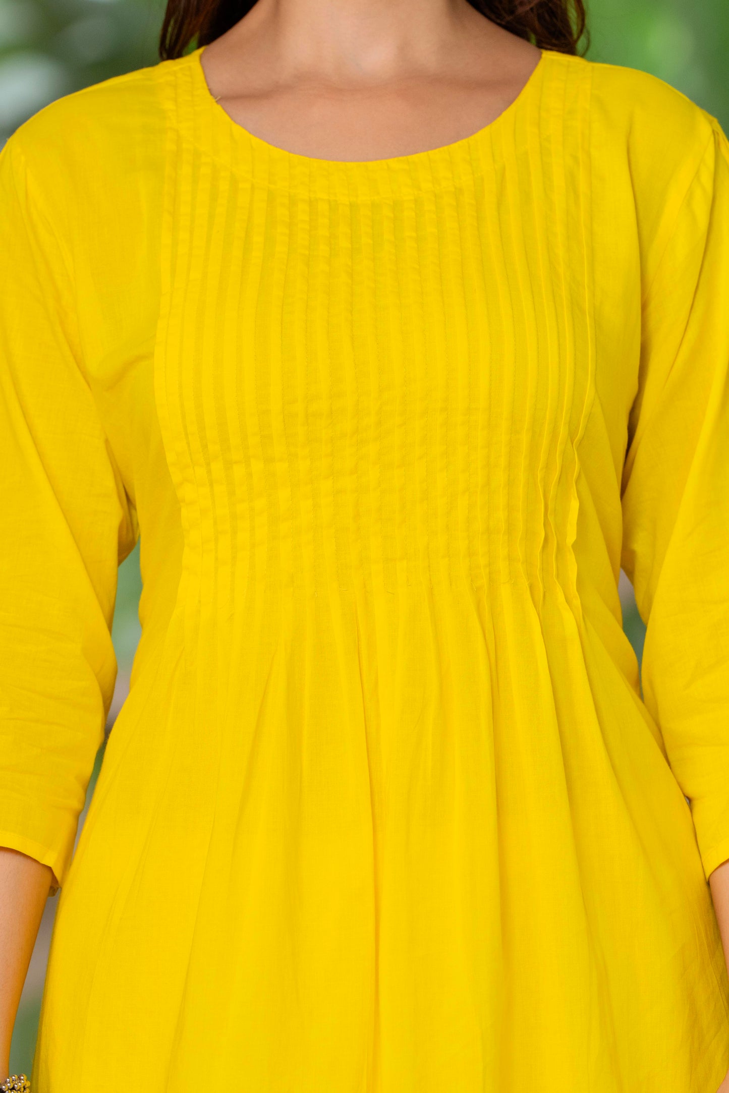 Lemon Yellow Embroidered Cotton Kurta and Pant Set with Dupatta